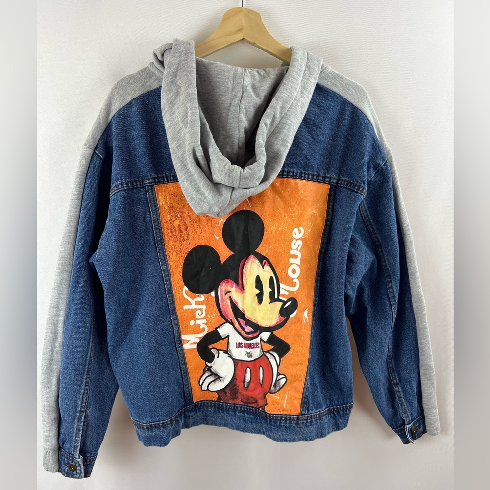 ZARA Mickey Disney Denim Hoodie Jacket | Size M
